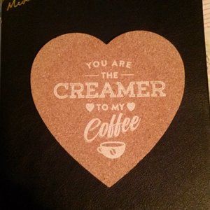 Cork heart shaped coaster Creamer Coffee